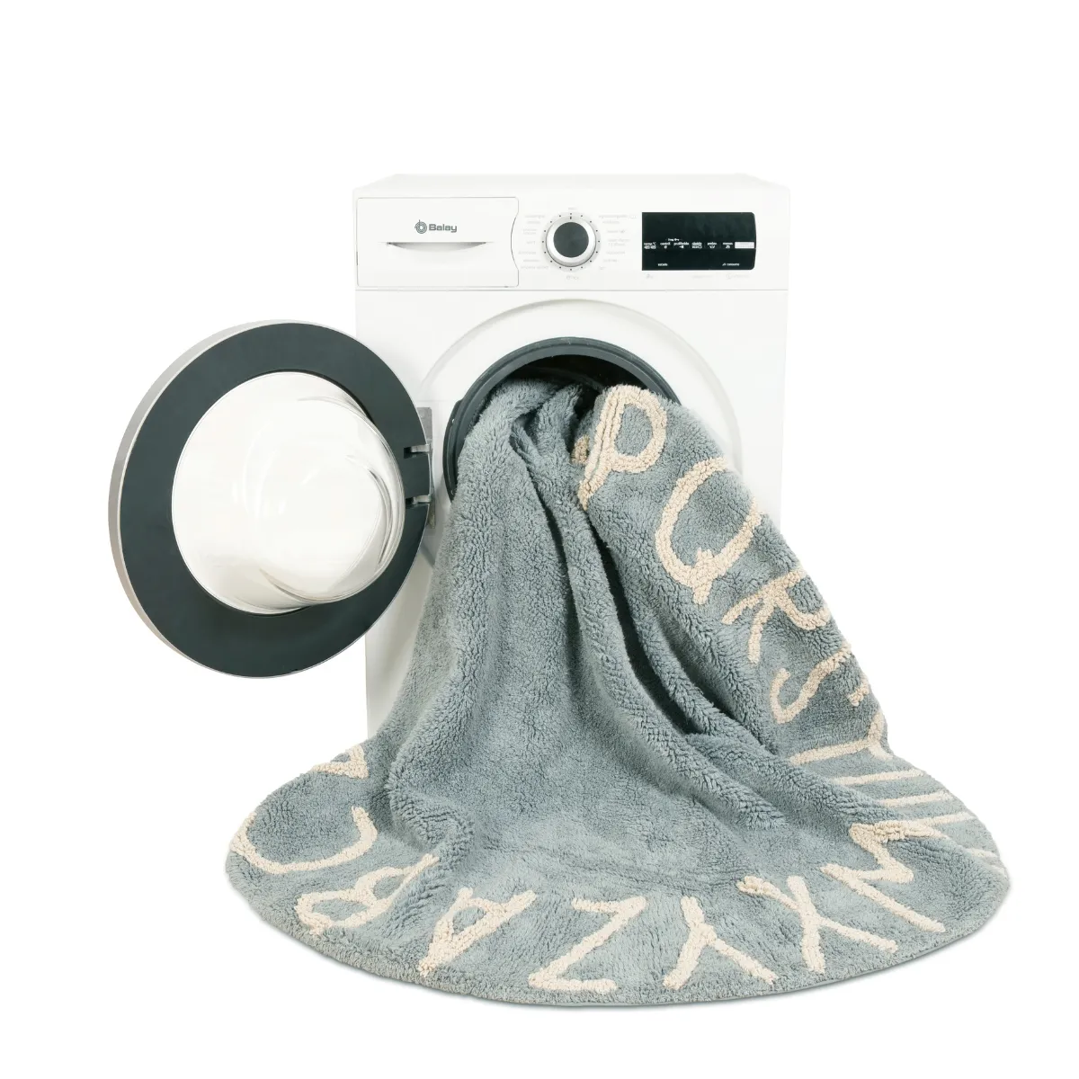 Jak prać dywan Lorena Canals Round ABC Blue